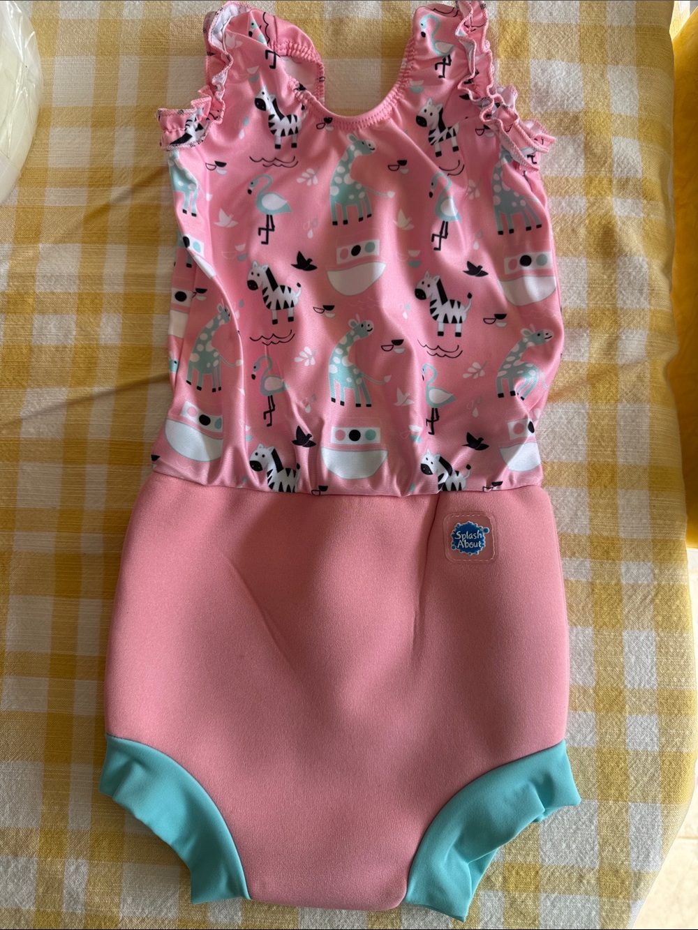 Pink Girls' One-Piece Swimsuit with built in swim diaper